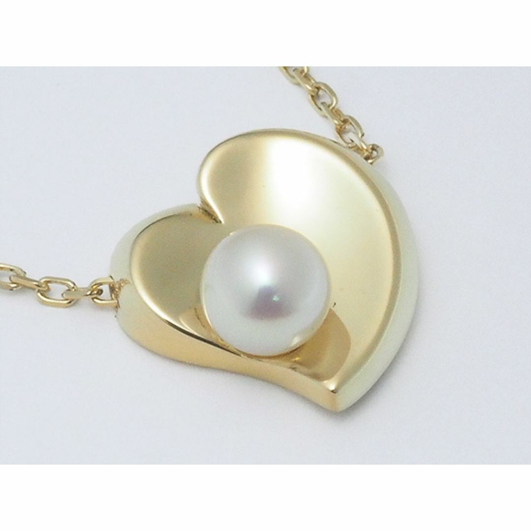 MIKIMOTO(ミキモト)の◆ミウラ◆ミキモト MIKIMOTO パール ハートモチーフ ネックレス K18YG 仕上済【中古】 レディースのアクセサリー(ネックレス)の商品写真