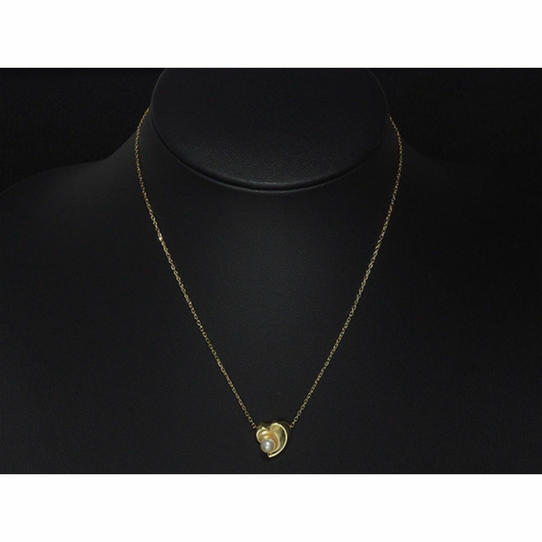 MIKIMOTO(ミキモト)の◆ミウラ◆ミキモト MIKIMOTO パール ハートモチーフ ネックレス K18YG 仕上済【中古】 レディースのアクセサリー(ネックレス)の商品写真