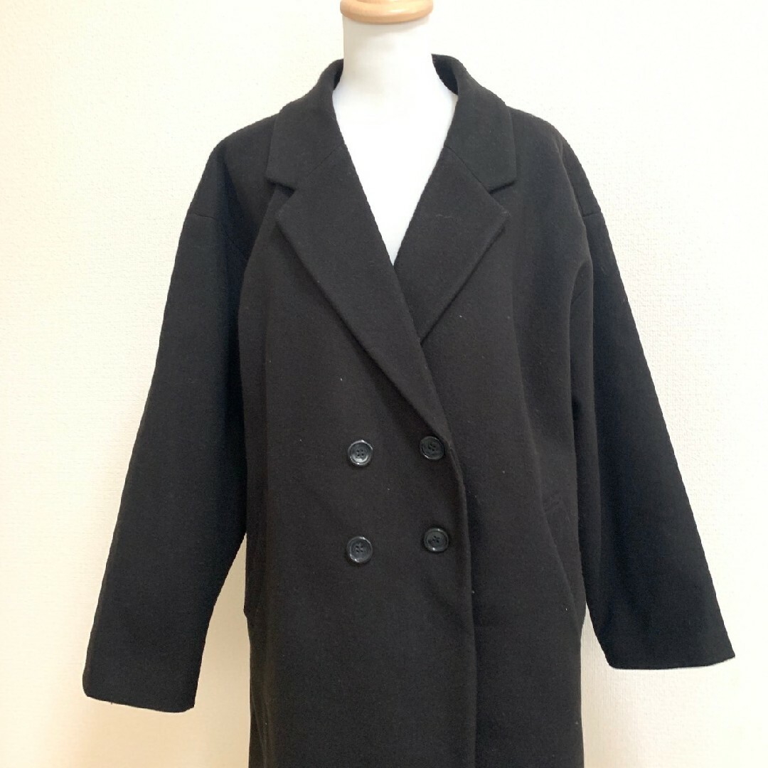 GLACIER(グラシア)のグラシア　コート　LL　ブラック　きれいめ　オフィス　ポリ100%　ロング丈 レディースのジャケット/アウター(チェスターコート)の商品写真