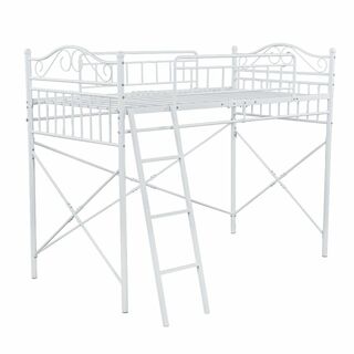 ミドルタイプベット　ベッド シングル ロング 高さ2段階調節 パイプ ベット(ロフトベッド/システムベッド)