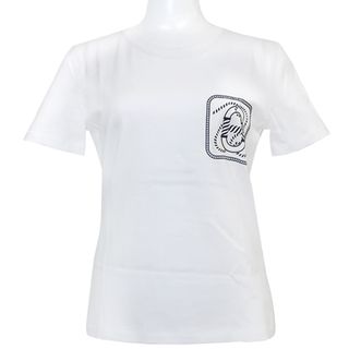 エルメス(Hermes)のエルメス HERMES 半袖Ｔシャツ ショートスリーブ プリント トップス コットン ホワイト 36 白 2023SS  3E4625DL【中古】(Tシャツ/カットソー(半袖/袖なし))