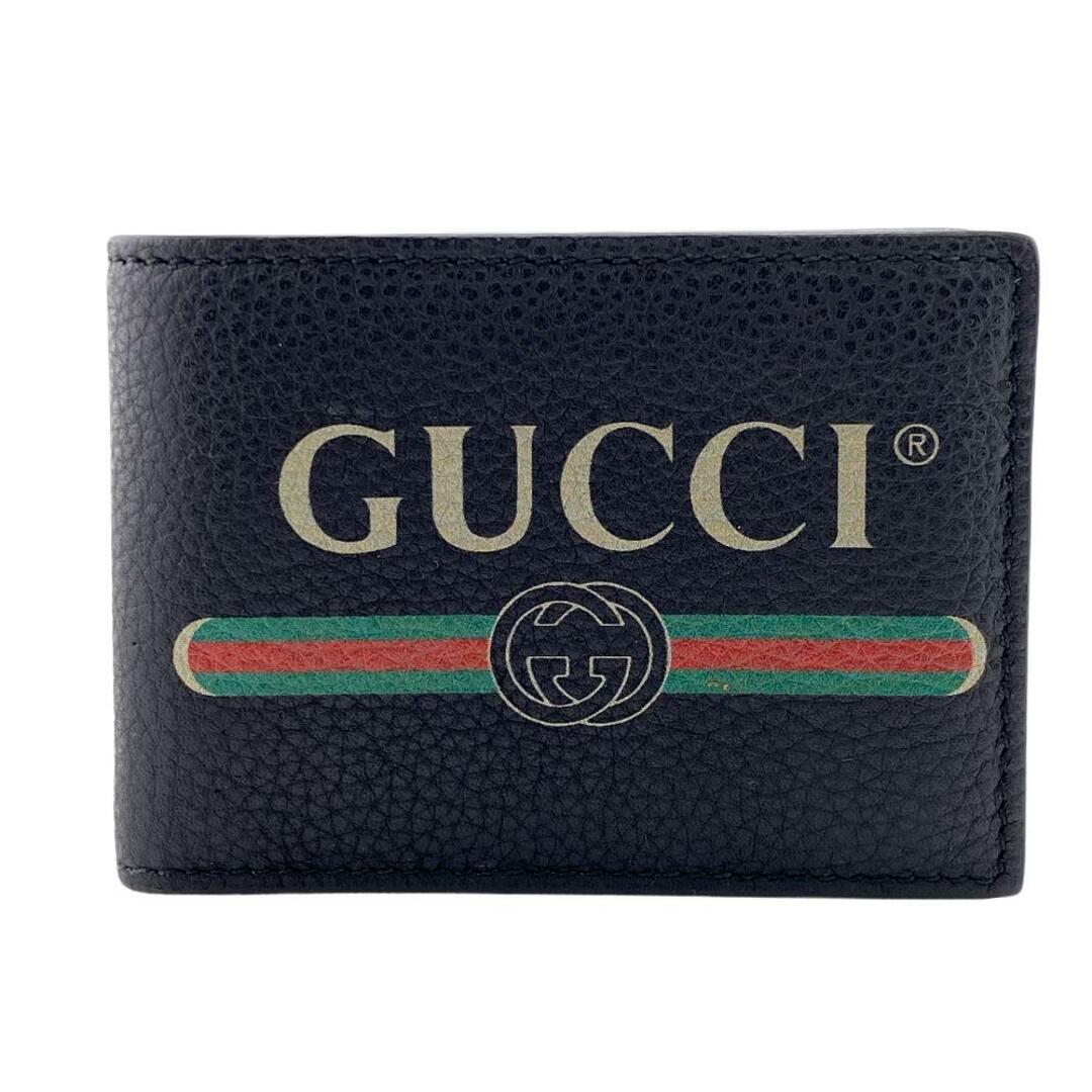 Gucci(グッチ)のグッチ GUCCI 札入れ
 ロゴプリント カードケース 497302 ブラック メンズのファッション小物(長財布)の商品写真