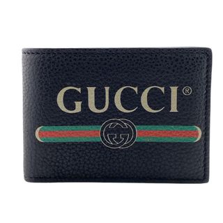 グッチ(Gucci)のグッチ GUCCI 札入れ
 ロゴプリント カードケース 497302 ブラック(長財布)