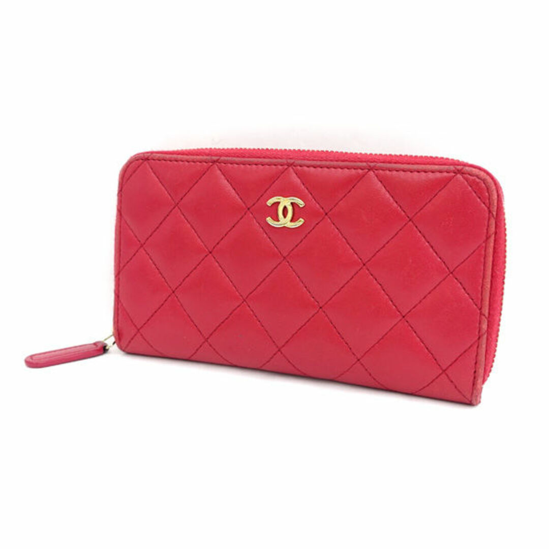 CHANEL(シャネル)のCHANEL / シャネル ◆ラムスキン ラウンドファスナー財布 レッド コンパクト 【財布/サイフ/ウォレット/wallet/コイン】 ブランド【中古】 [0220484996] レディースのファッション小物(財布)の商品写真