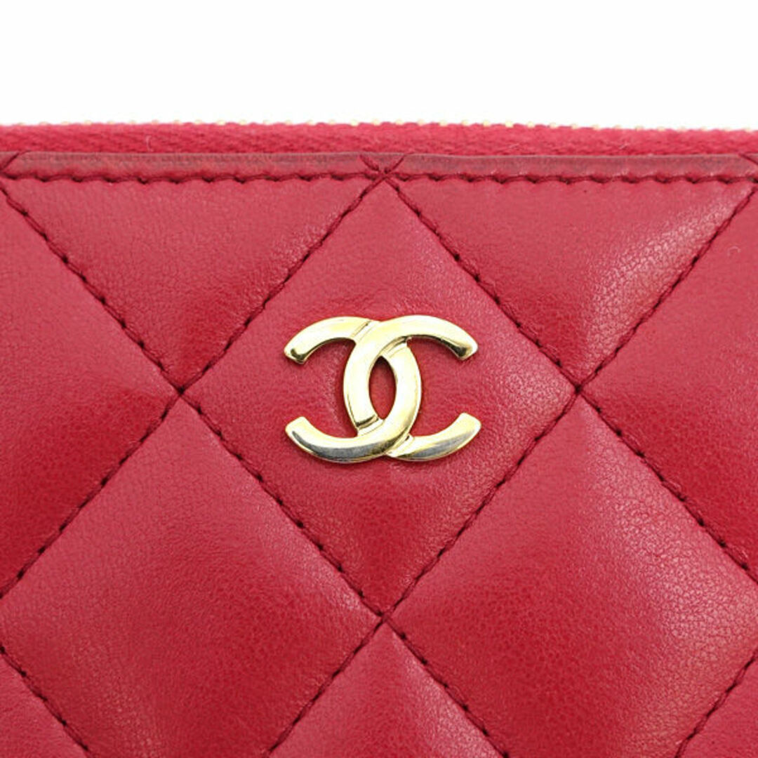 CHANEL(シャネル)のCHANEL / シャネル ◆ラムスキン ラウンドファスナー財布 レッド コンパクト 【財布/サイフ/ウォレット/wallet/コイン】 ブランド【中古】 [0220484996] レディースのファッション小物(財布)の商品写真