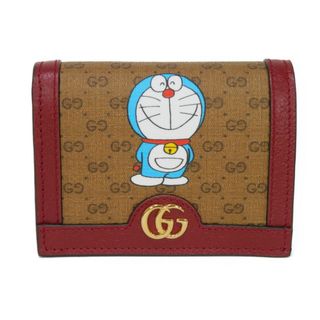 グッチ(Gucci)のGUCCI グッチ コンパクト ウォレット ドラえもん GGマーモント ブラウン レッド ミニ GGスプリーム 二つ折り財布 647788 2TWAG 8580(財布)