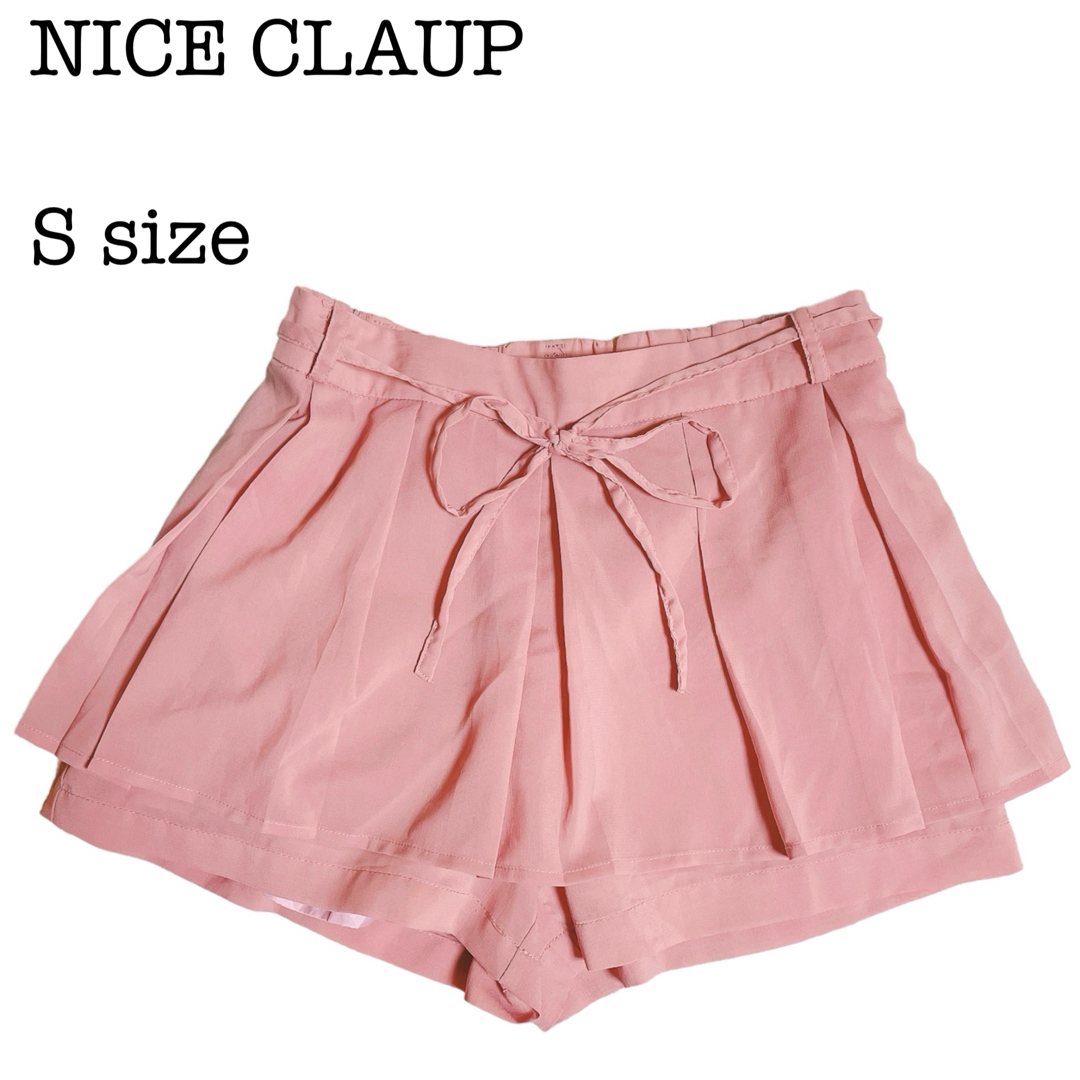 NICE CLAUP(ナイスクラップ)のNICE CLAUP キュロットズボン ショートパンツ ピンク Sサイズ 古着 レディースのパンツ(キュロット)の商品写真