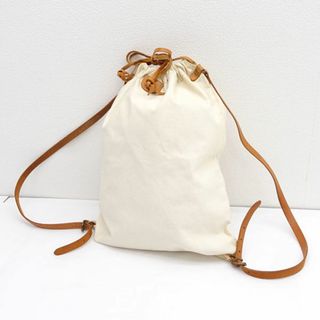 クロスカラーズ(CROSS COLOURS)のIL BISONTE / イルビゾンテ ■バッグ リュックサック キャンバス レザー ホワイト 【バッグ/バック/BAG/鞄/カバン】 ブランド【中古】 [0990013175](リュック/バックパック)