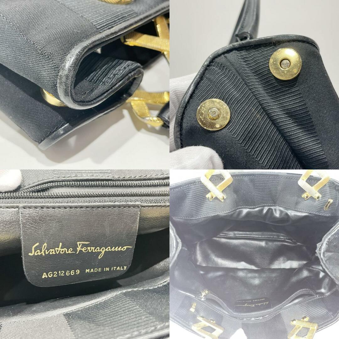 Salvatore Ferragamo(サルヴァトーレフェラガモ)のSalvatore Ferragamo ハンドバッグ ストライプ柄 ヴィンテージ金具  AG212669 キャンバス レザー レディースのバッグ(ハンドバッグ)の商品写真