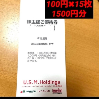 USMホールディングス 株主優待券 1500円分(ショッピング)