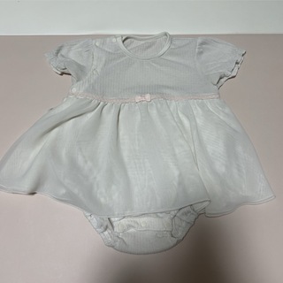 丸高衣料　80サイズ　白色　リボン　ロンパース(ロンパース)