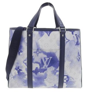 ルイヴィトン(LOUIS VUITTON)の【本物保証】 超美品 ルイヴィトン LOUIS VUITTON ウォーターカラー モノグラム ウィークエンド トート PM 2WAYバッグ ブルー 白 M45756(トートバッグ)