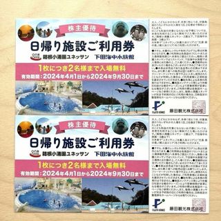 【24時間以内に匿名発送】箱根小涌園ユネッサン　下田海中水族館　入場無料券　2枚(遊園地/テーマパーク)