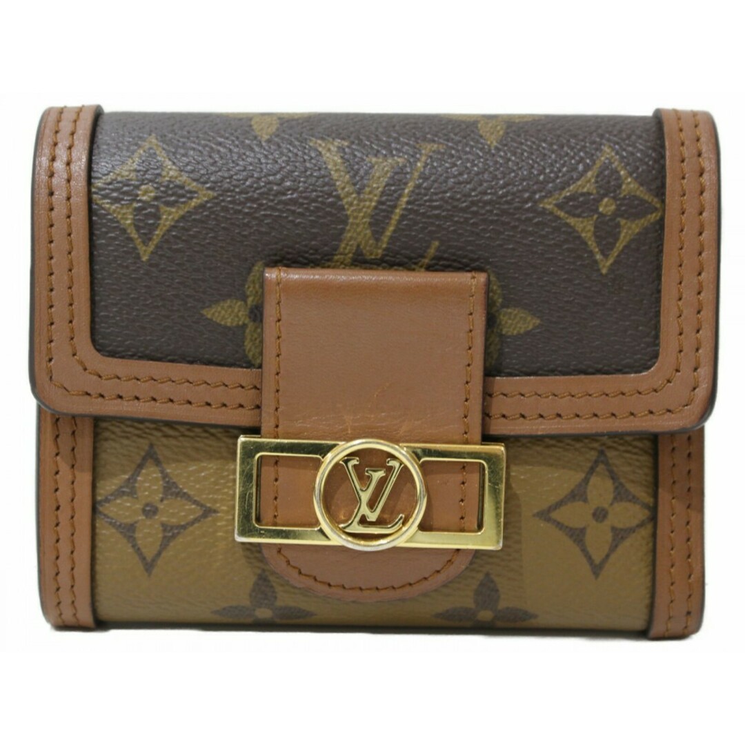 LOUIS VUITTON(ルイヴィトン)のLOUIS VUITTON　ルイヴィトン　ポルトフォイユ・ドーフィーヌコンパクト　M68725　折りたたみ財布　ウォレット　ブラウン系　モノグラム･リバース×キャンバス　レディース　ギフト　プレゼント包装可【中古】松前R56号店 レディースのファッション小物(財布)の商品写真