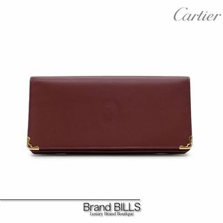 カルティエ(Cartier)の未使用品・訳アリ カルティエ マストライン 二つ折り 長財布 L3000466 ボルドー ゴールド金具 レザー(財布)