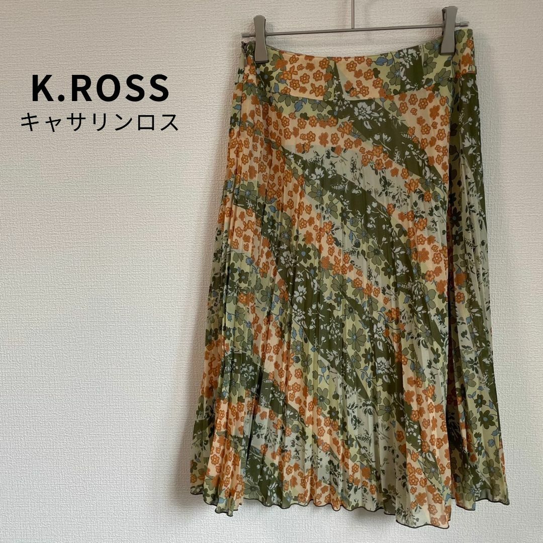 KATHARINE ROSS(キャサリンロス)のK.ROSS キャサリンロス 花柄 総柄 スカート プリーツ 日本製 レディースのスカート(ひざ丈スカート)の商品写真