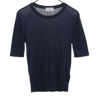 ジョンスメドレー(JOHN SMEDLEY)のジョンスメドレー イギリス製 5分袖 セーター S ネイビー JOHN SMEDLEY ニット レディース 古着 【240426】 メール便可(ニット/セーター)