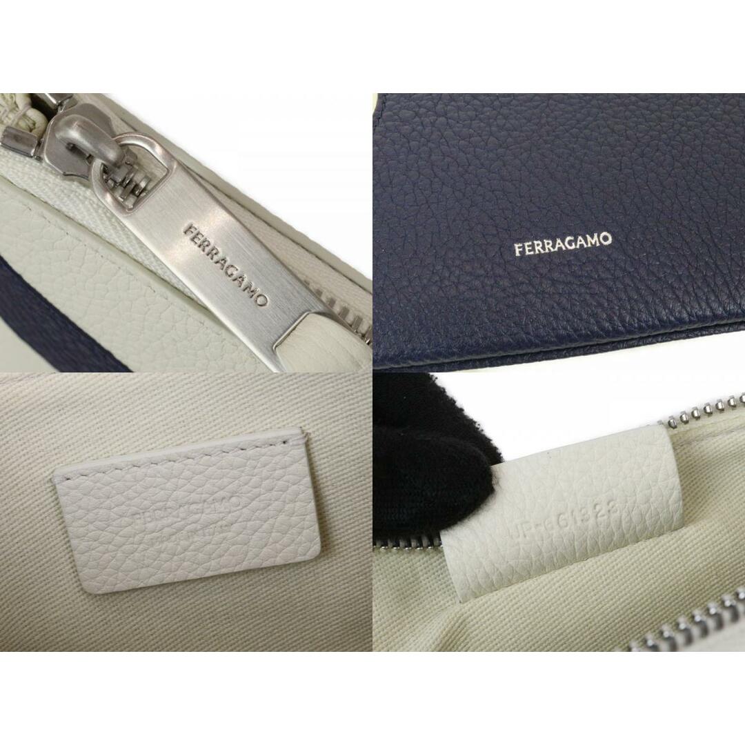 Ferragamo(フェラガモ)の【箱・布袋あり】FERRAGAMO　フェラガモ　クラッチバッグ　661323　セカンドバッグ　ネイビー系　アイボリー系　シンプル　メンズ　ギフト　プレゼント包装可【中古】松前R56号店 メンズのバッグ(セカンドバッグ/クラッチバッグ)の商品写真