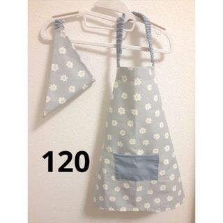 子供用 エプロン & 三角巾 ／ キッズエプロン 120サイズ 女の子 女子 青(その他)