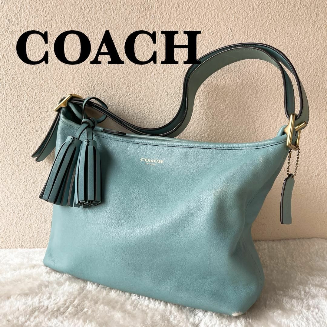 美品✨COACH コーチセミショルダーバッグトートバッグブルー青