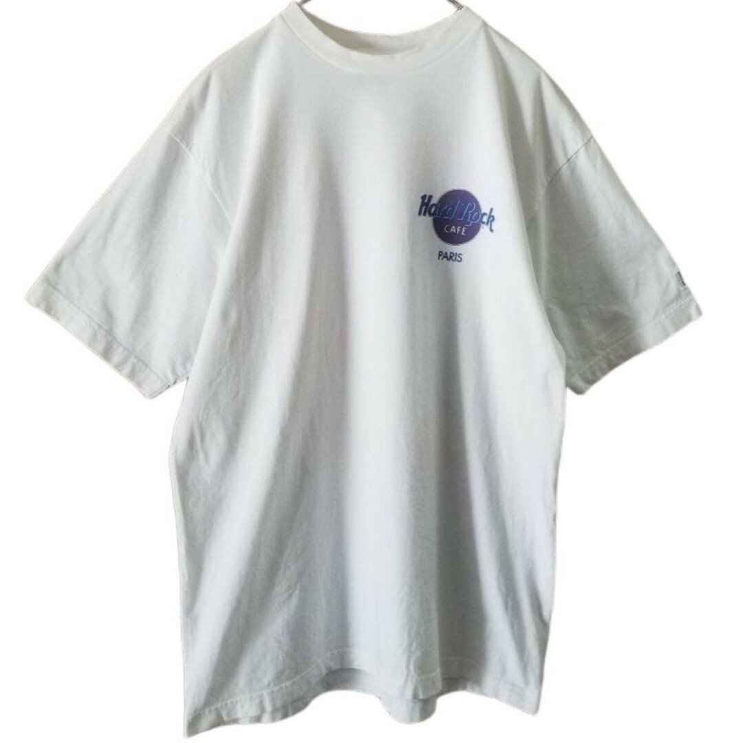 Hard Rock CAFE(ハードロックカフェ)のHard Rock CAFE Paris デザインTシャツ　白　サイズL メンズのトップス(Tシャツ/カットソー(半袖/袖なし))の商品写真