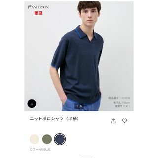 ユニクロ(UNIQLO)のUNIQLO JW ANDERSON ニットポロシャツ 68 BLUE XL(ポロシャツ)