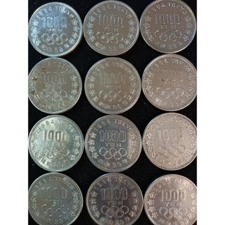 銀貨　東京オリンピック1.000円銀貨　silver925　汚れ少なく綺麗12枚(金属工芸)