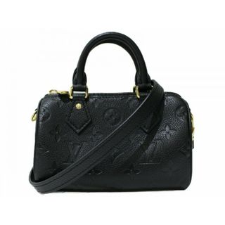 ルイヴィトン(LOUIS VUITTON)の【☆未使用品☆】【布袋あり】LOUIS VUITTON　ルイヴィトン　ナノ・スピーディ　M82450　ハンドバッグ　ショルダーバッグ　ミニバッグ　モノグラム・アンプラント　ブラック　黒　シンプル　レディース　ギフト　プレゼント包装可【中古】松前R56号店(ハンドバッグ)