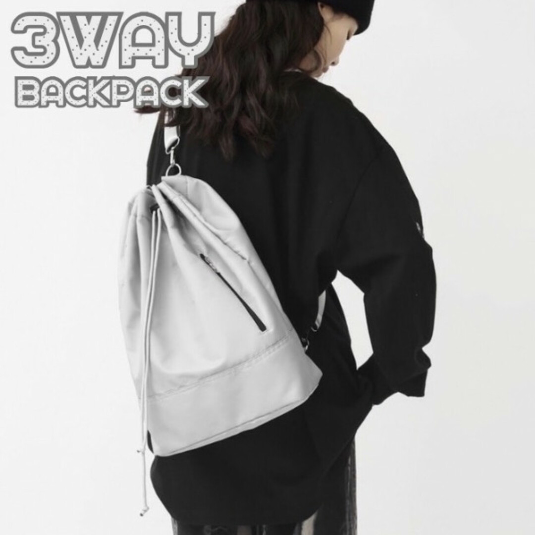 3way バックパック メンズ レディース シルバー ショルダーバッグ 斜めがけ メンズのバッグ(バッグパック/リュック)の商品写真