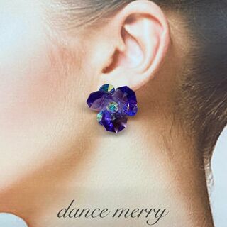 新品　社交ダンス　スワロフスキー　イヤリング　紫　642　ウエディング　ワルツ(ダンス/バレエ)