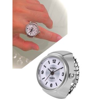 リングウォッチ　メンズ/ユニセックス　指輪時計　　白・シルバー【新品】(腕時計)