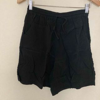 【新品】ショートパンツ パンツ シルク100% ボトムス フリーサイズ ブラック(ショートパンツ)