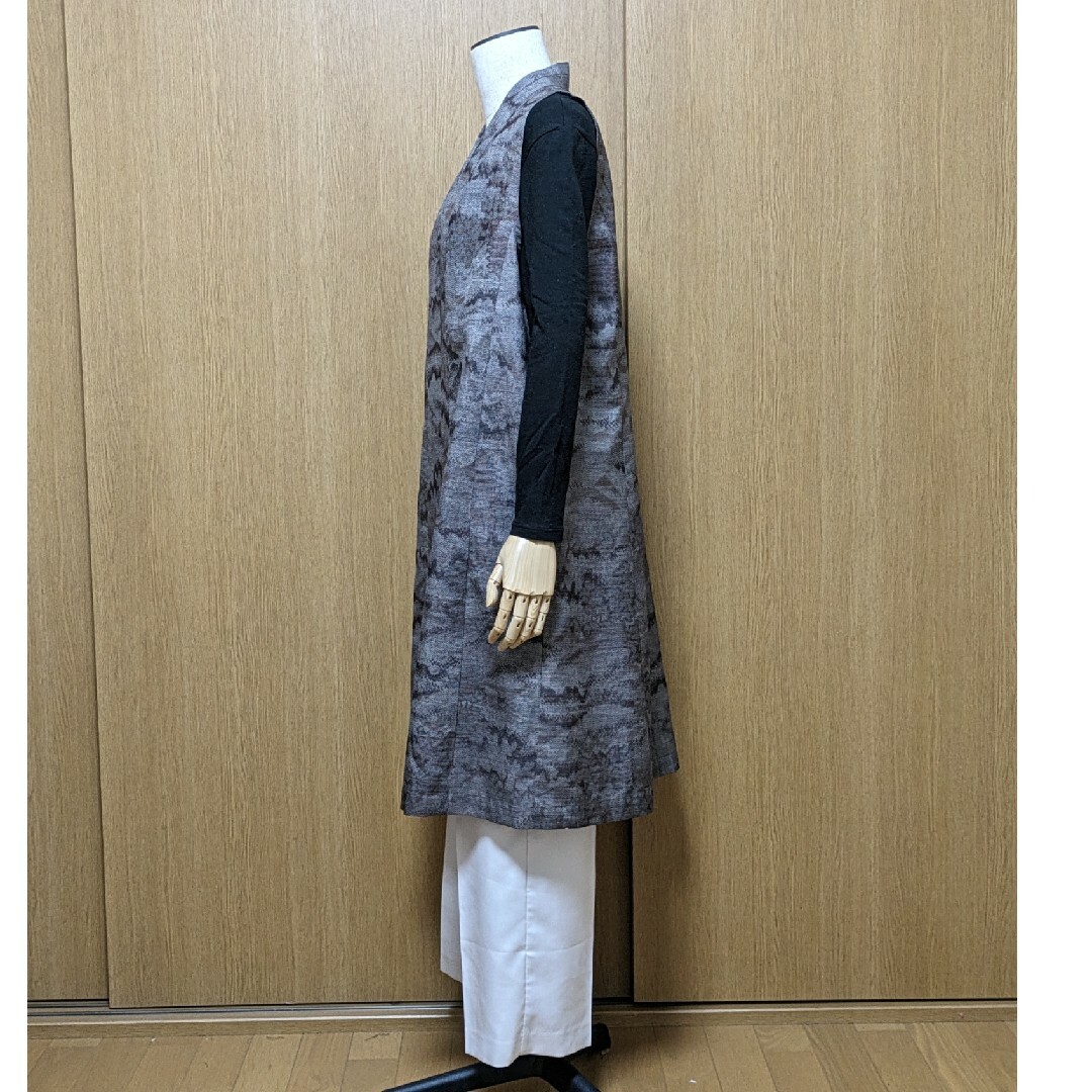 SOLD 着物リメイク ロングベスト 大島紬 Mの通販 by Yumi's shop SOLD 着物リメイク ロングベスト 大島紬 Mの通販 by Yumi's shop