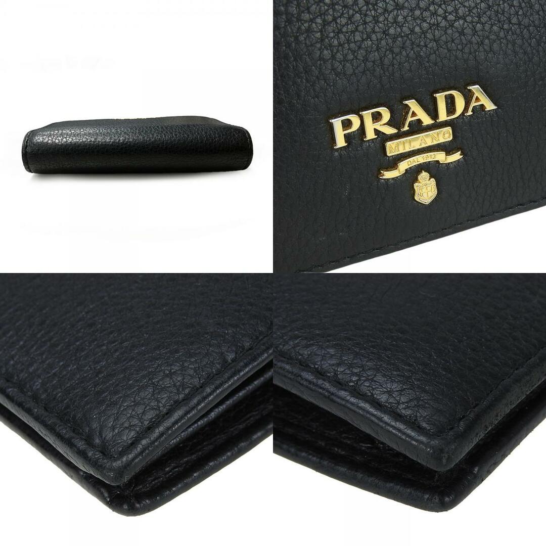 PRADA(プラダ)の【中古】 プラダ 二つ折り財布 レザー ブラック ゴールド金具 コンパクト 普段使い 小物 レディース 女性 PRADA レディースのファッション小物(財布)の商品写真