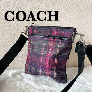 コーチ(COACH)の美品✨COACH コーチショルダーバッグハンドバッグピンクシグネチャー総柄(ショルダーバッグ)