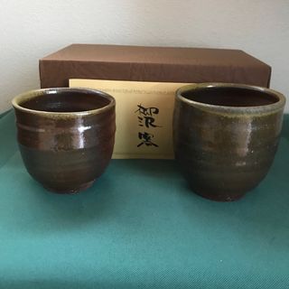 湯呑み茶碗2客　夫婦湯呑み茶碗　柳沢焼　柳沢窯　作家もの(食器)