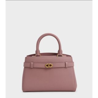 チャールズアンドキース(Charles and Keith)のチャールズアンドキース　レザー2wayハンドバッグ　ピンク(ショルダーバッグ)