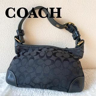 美品✨COACHコーチセミショルダーバッグトートバッグブラック黒シグネチャー総柄(ショルダーバッグ)