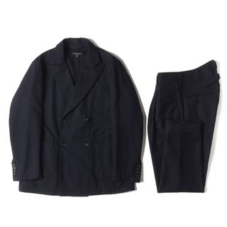 Engineered Garments エンジニアドガーメンツ サイズ:S 30 ユニフォームクロス ピークドラペル ダブルブレスト 4B テーラードジャケット ワンタック スラックスパンツ / ブレザー セットアップ スーツ ネイビー アメリカ製【メンズ】【中古】