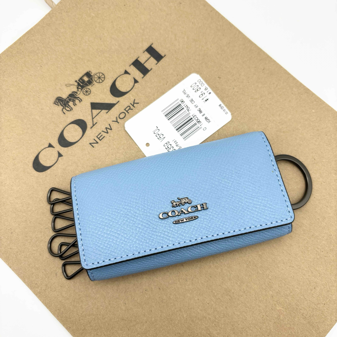 COACH(コーチ)の【COACH☆新品】6 リング キー ケース クロスグレイン レザー！ブルー！ レディースのファッション小物(キーケース)の商品写真