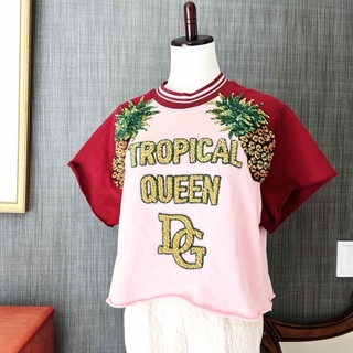 ドルチェアンドガッバーナ(DOLCE&GABBANA)の美品　DOLCE&GABBANA ドルガバ   スエット　パイナップル　ビジュー(Tシャツ(半袖/袖なし))