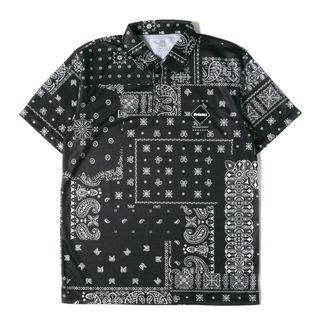 美品 F.C.Real Bristol エフシーレアルブリストル ポロシャツ サイズ:L 22SS NEW ERA バンダナ柄 半袖ポロシャツ BANDANA POLO SHIRT ブラック 黒 ニューエラ コラボ トップス カットソー【メンズ】【中古】(ポロシャツ)