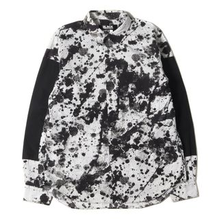 BLACK COMME des GARCONS - BLACK COMME des GARCONS ブラック コムデギャルソン シャツ サイズ:M 18AW スリーブ パッチワーク 切替 ドリッピング ドレスシャツ 長袖 モノトーン ホワイト ブラック 日本製 トップス カジュアルシャツ【メンズ】【中古】