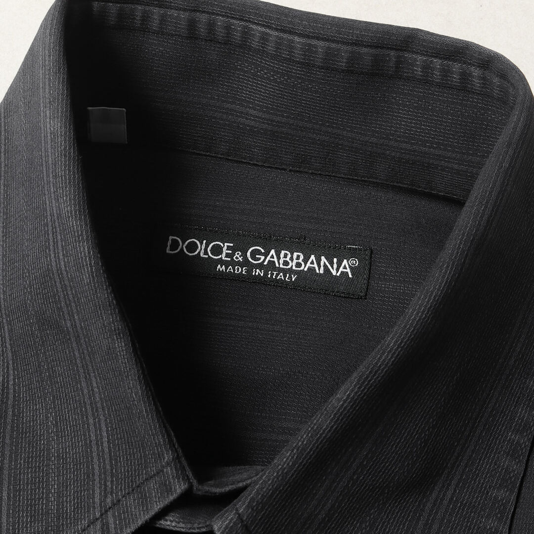 DOLCE&GABBANA(ドルチェアンドガッバーナ)のDOLCE&GABBANA ドルチェ&ガッバーナ シャツ サイズ:16(41) ロングカラー ストライプ ジャガード ドレスシャツ 長袖 ビジネス フォーマル ダークネイビー イタリア製 トップス カジュアルシャツ【メンズ】【中古】 メンズのトップス(シャツ)の商品写真