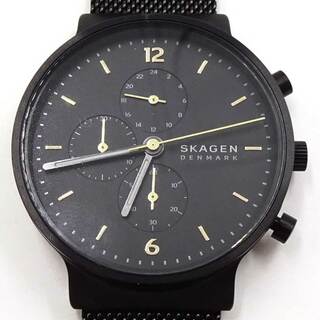 スカーゲン SKAGEN 腕時計 ANCHER SKW6762 クォーツ クロノグラフ 5気圧防水 メッシュストラップ ブラック メンズ(その他)
