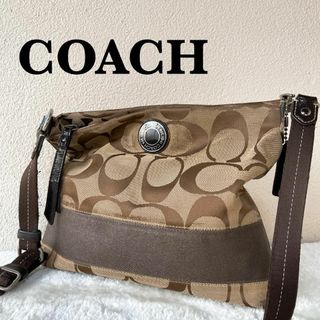 コーチ(COACH)の美品✨COACH コーチショルダーバッグハンドバッグブラウン茶シグネチャー総柄(ショルダーバッグ)