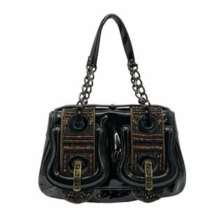 フェンディ(FENDI)のフェンディ FENDI ハンドバッグ パテントレザー ブラック レディース 8BN165 送料無料【中古】 z0645(ハンドバッグ)