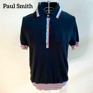 Paul Smith - ポールスミス　半袖　Tシャツ　ブラック　ストライプ柄　ワンポイント　Mサイズ
