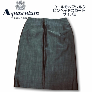 アクアスキュータム(AQUA SCUTUM)のアクアスキュータム ウールモヘアシルクピンヘッドスカート サイズ8(ひざ丈スカート)