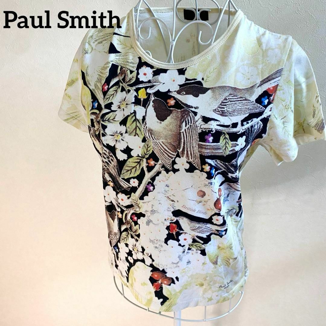 Paul Smith(ポールスミス)の【極美品】　ポールスミス　Tシャツ　半袖　Mサイズ　鳥　お洒落　ホワイト レディースのトップス(Tシャツ(半袖/袖なし))の商品写真